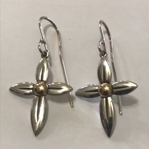 James Avery gold and silver cross earrings